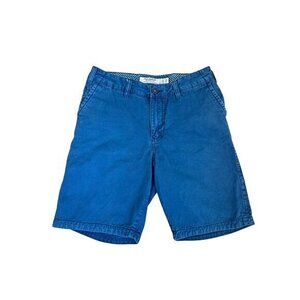 Mens Pull & Bear Cotton Bermuda Shorts Navy Blue Size 31 With Button & Zipper